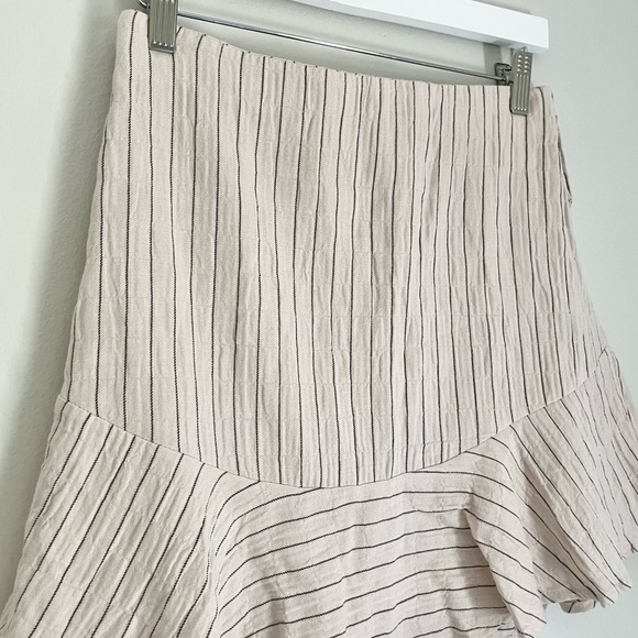 NWT Lost + Wander Linen Blend Mini Skirt Light Pink Cream Black Striped Medium - Picture 3 of 9